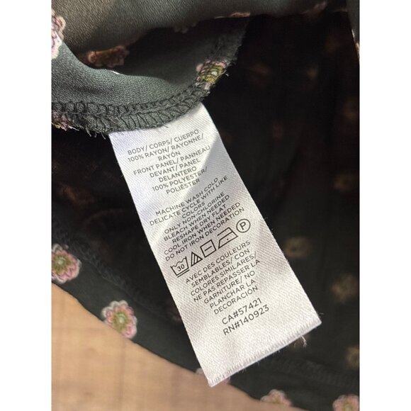 Loft Womens Floral Print Sleeveless Top With Ruffled Shoulders Green SP - Picture 2 of 6